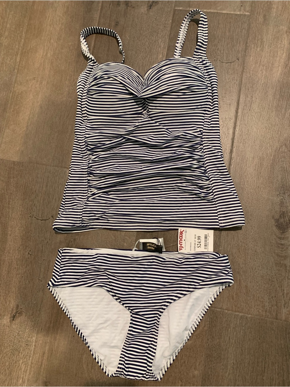 Nip Tuck Striped Navy and White Women's Tankini Set - Nautical - Size 6 NEW